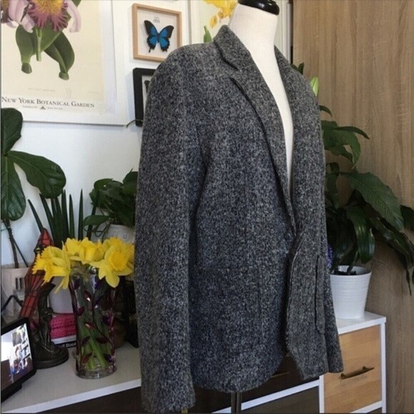ATM Grey Warm‎ Boyfriend Knit Relaxed Blazer Size L - Picture 2 of 9
